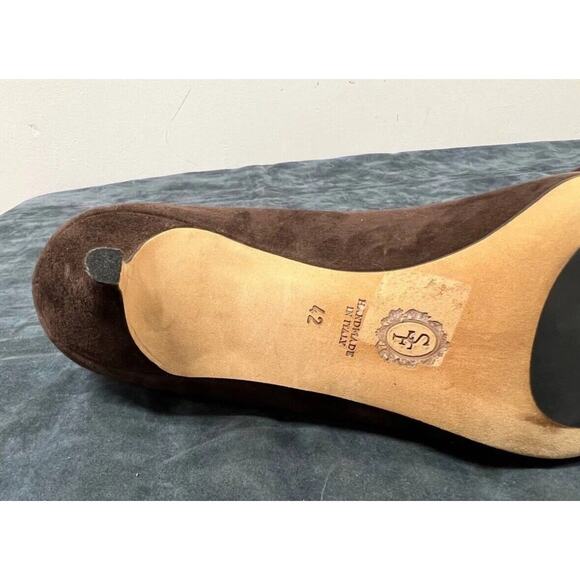 Sarah Flint Brown Suede & Snakeskin Bow Heel Pumps Size 11 US / 42 EUR - Picture 9 of 9